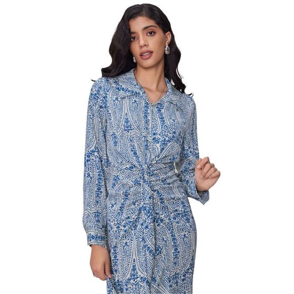 CIDER Chiffon Collar Floral Maxi Dress Sz 6 - Picture 4 of 9